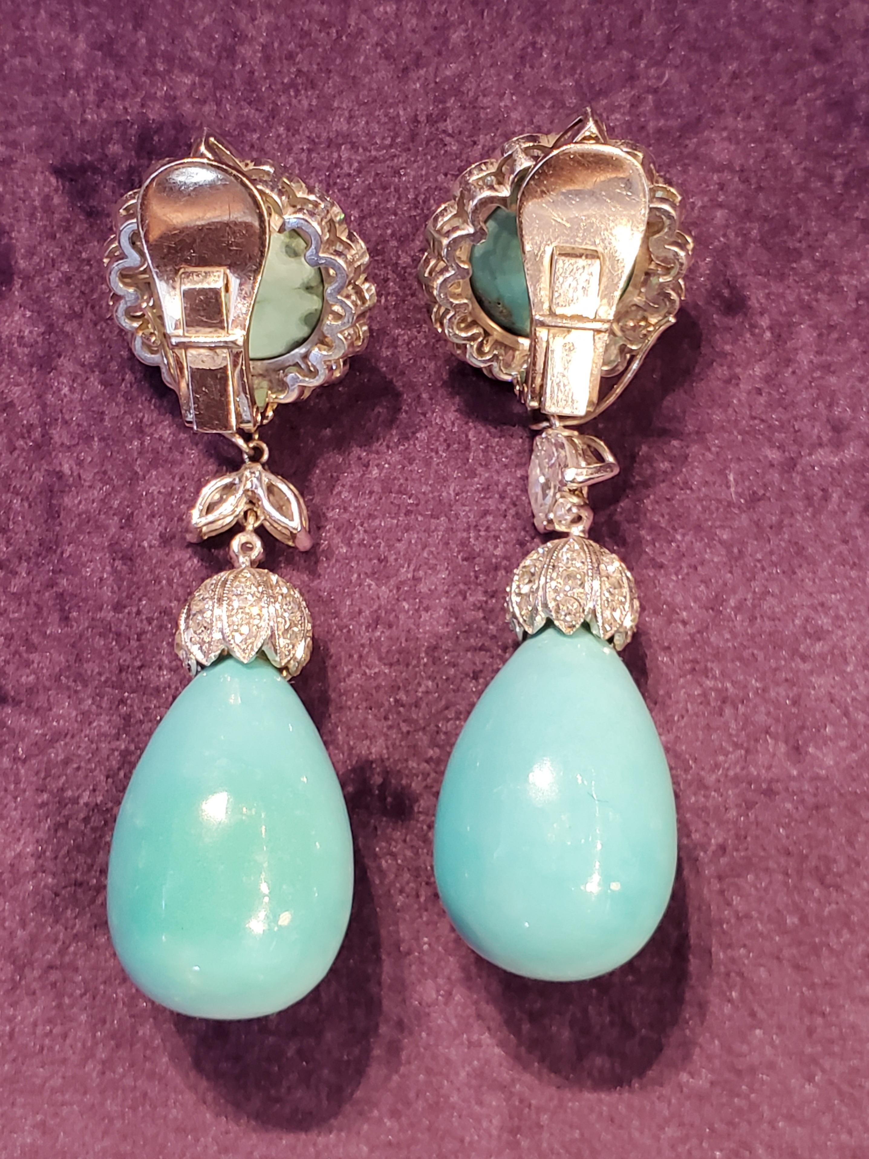 Iconic Van Cleef & Arpels Turquoise & Diamond 'Day and Night' Earrings 4