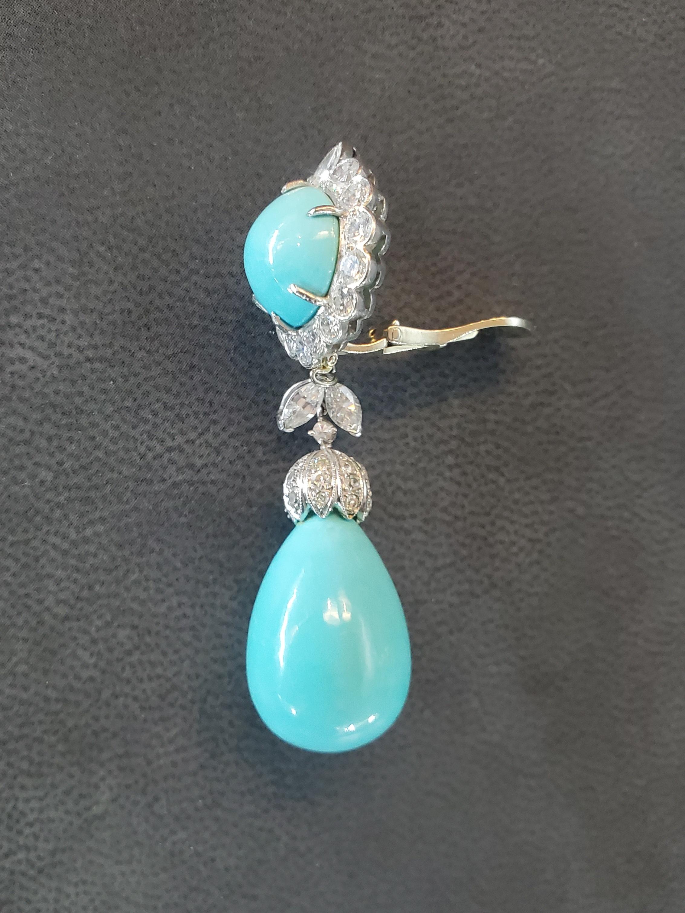 Iconic Van Cleef & Arpels Turquoise & Diamond 'Day and Night' Earrings 6
