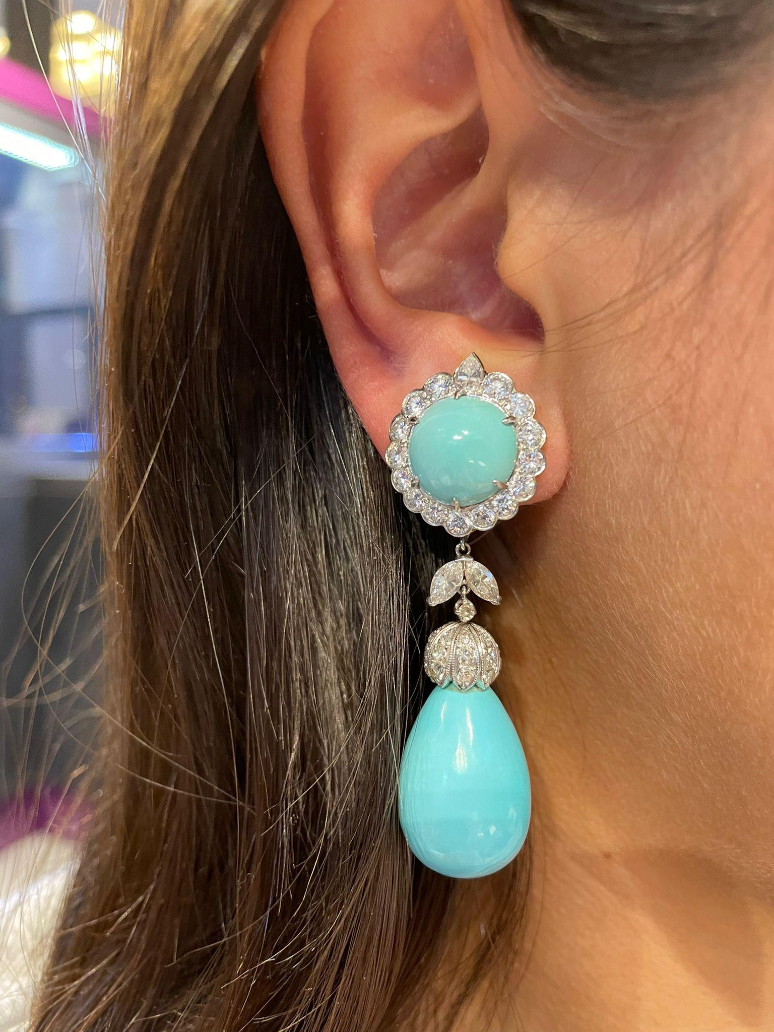 turquoise diamond earrings