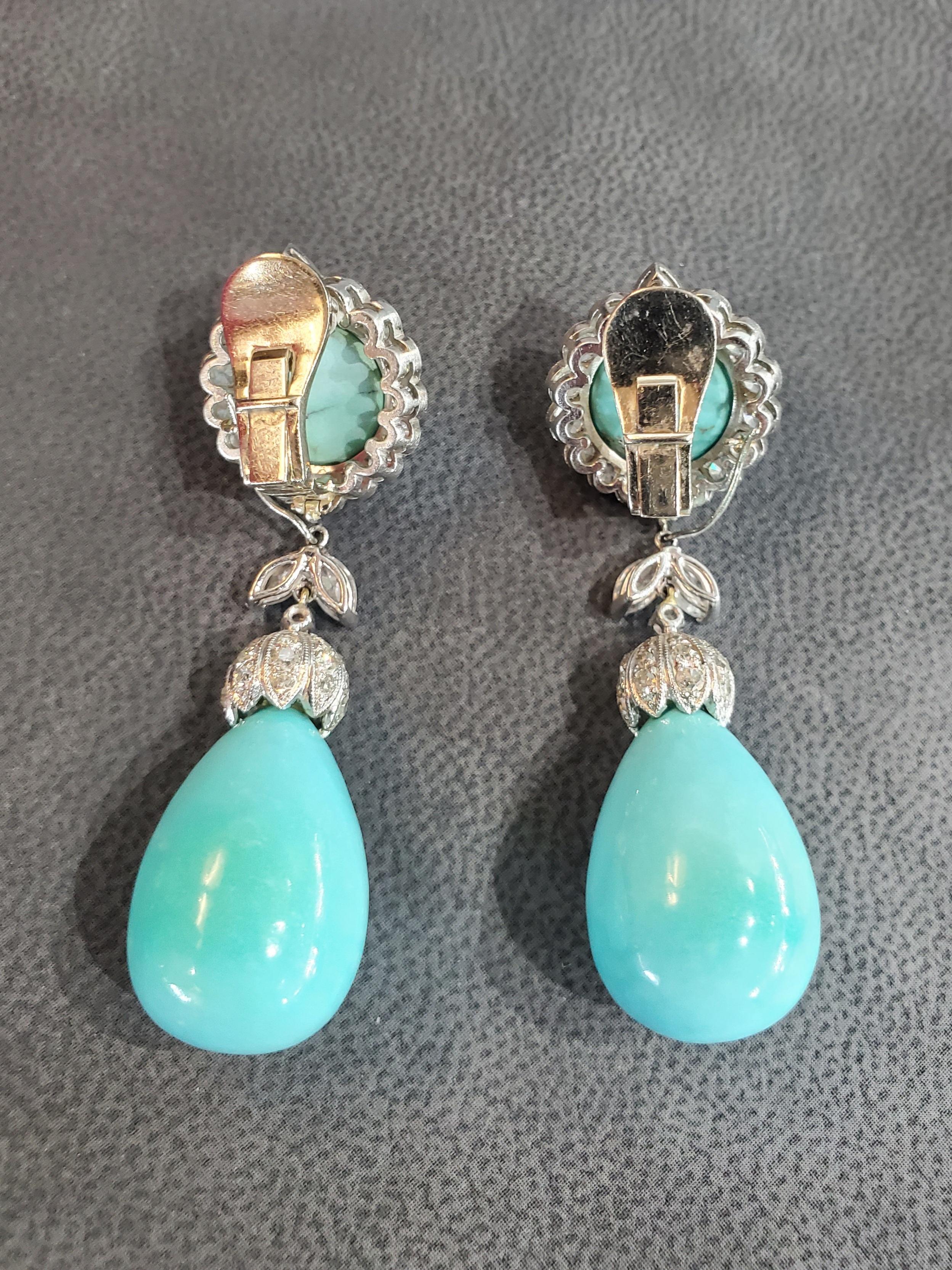 Women's Iconic Van Cleef & Arpels Turquoise & Diamond 'Day and Night' Earrings