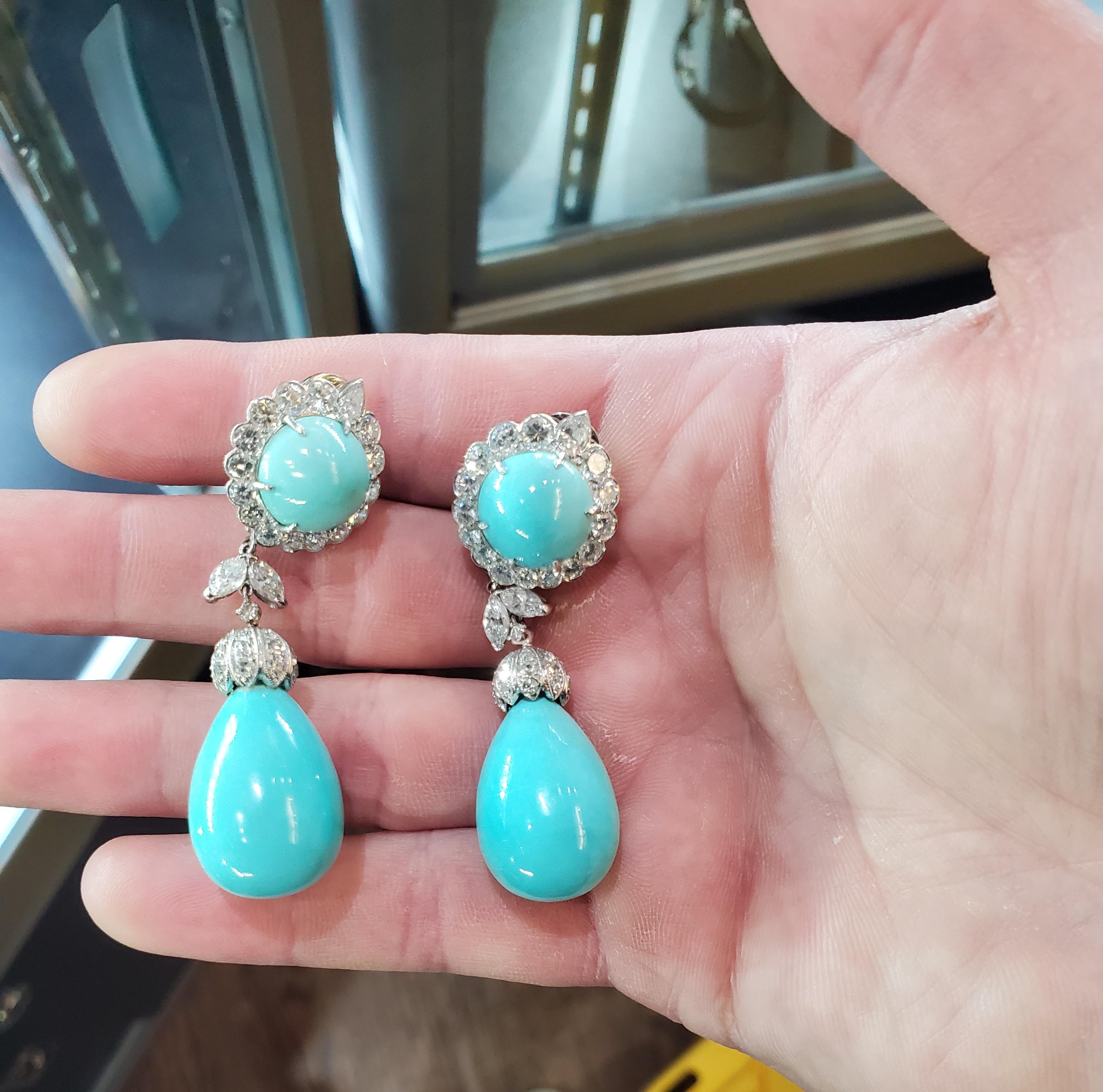 Iconic Van Cleef & Arpels Turquoise & Diamond 'Day and Night' Earrings 1