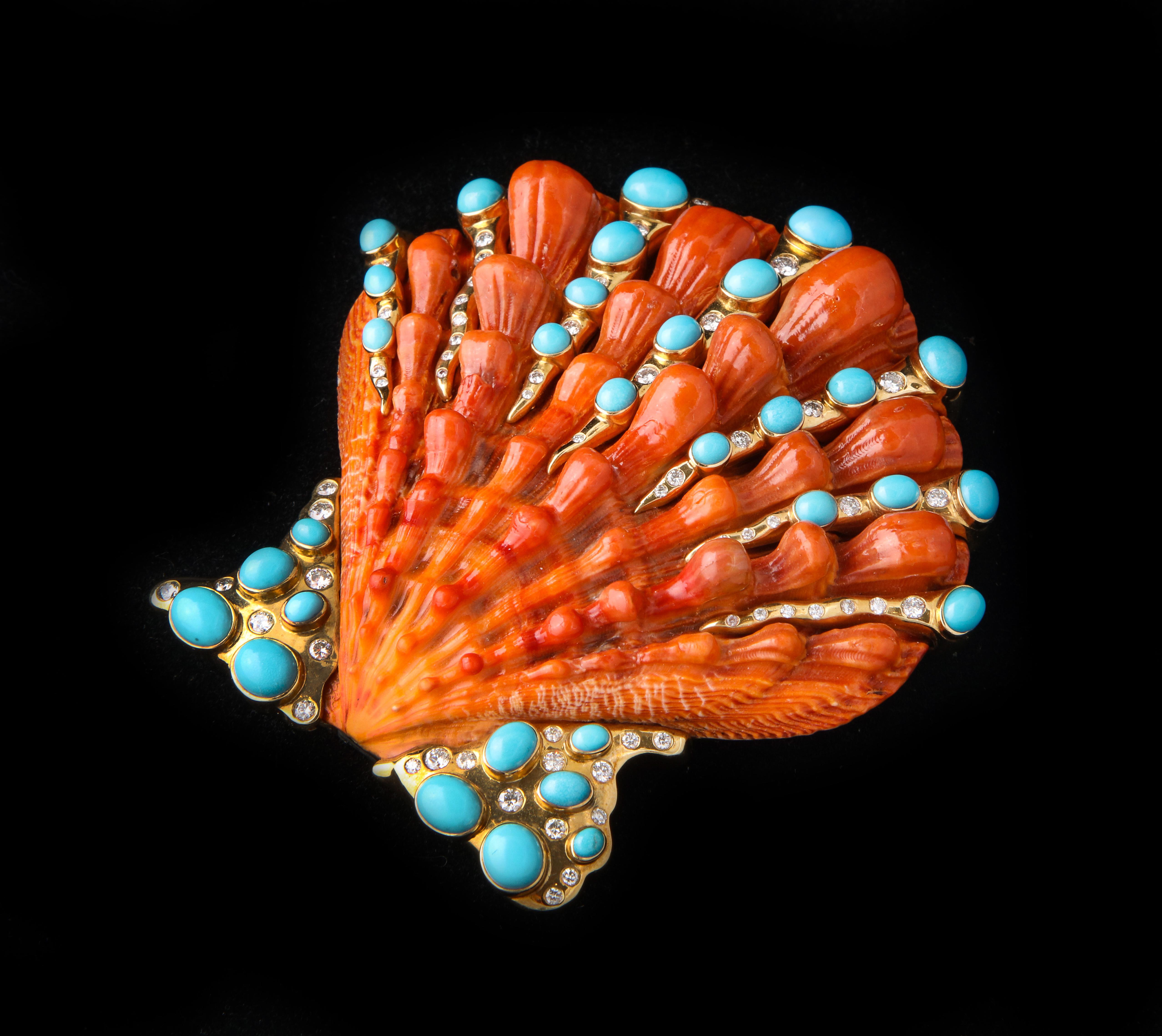 Women's or Men's Iconic Certified Fulco Di Verdura Shell Brooch