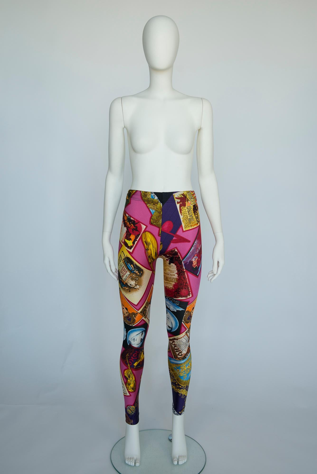 From the coveted 1991 Fall-Winter Versace collection, these second-skin printed leggings are instantly recognizable as a design by Gianni Versace.
Cut from smooth stretch fabric (80% polyamide & 20% elastane) and having an elasticated high-rise