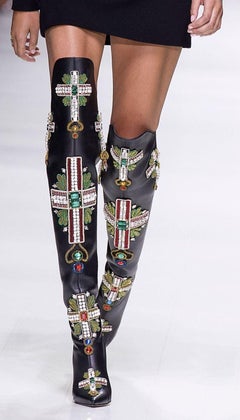 Iconic Versace Tribute Over-The-Knee Embellished Cross Boots 36 - 6
