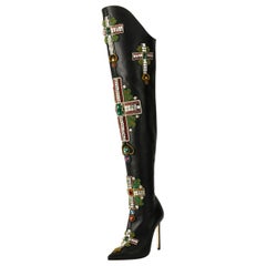 Iconic Versace Tribute Over-The-Knee Embellished Cross Boots 36 - 6