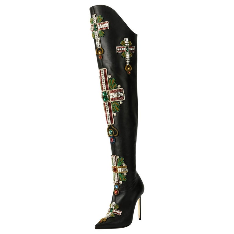 Iconic Versace Tribute Over-The-Knee Embellished Cross Boots 36 - 6 at  1stDibs | versace cross boots, versace boots cross, versace tribute boots