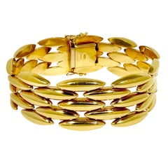 Iconic Vintage 18K Yellow Gold Cartier Gentiane Five Row Rice Link Bracelet
