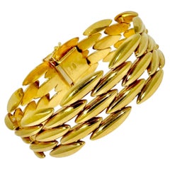 Iconic Vintage 18K Yellow Gold Cartier Gentiane Five Row Rice Link Bracelet