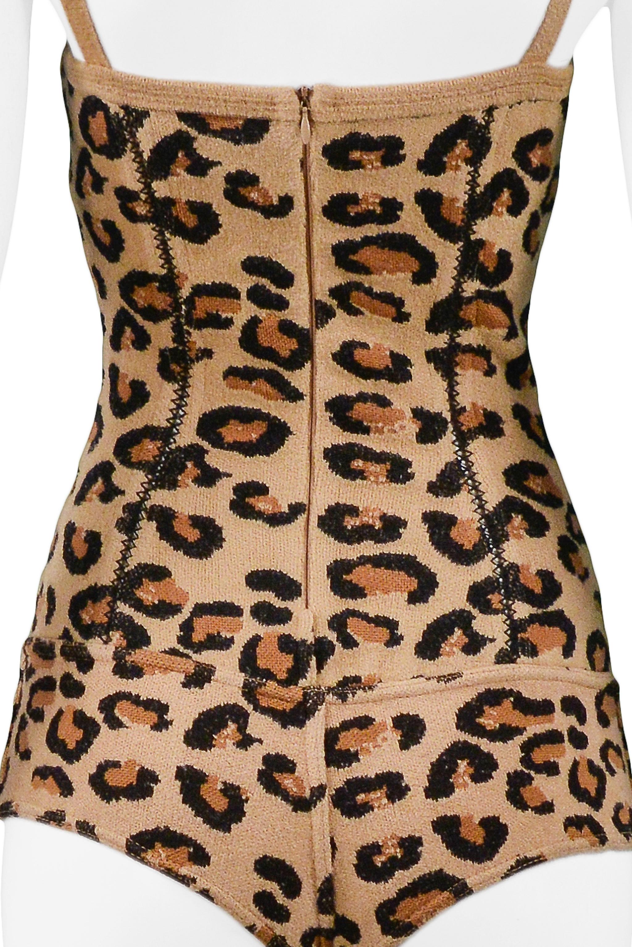 Iconic Vintage Azzedine Alaia Leopard Bodysuit   1991 Runway Collection  1