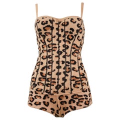 Iconic Vintage Azzedine Alaia Leopard Bodysuit 1991 Runway Collection