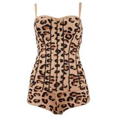 Iconic Vintage Azzedine Alaia Leopard Bodysuit   1991 Runway Collection 