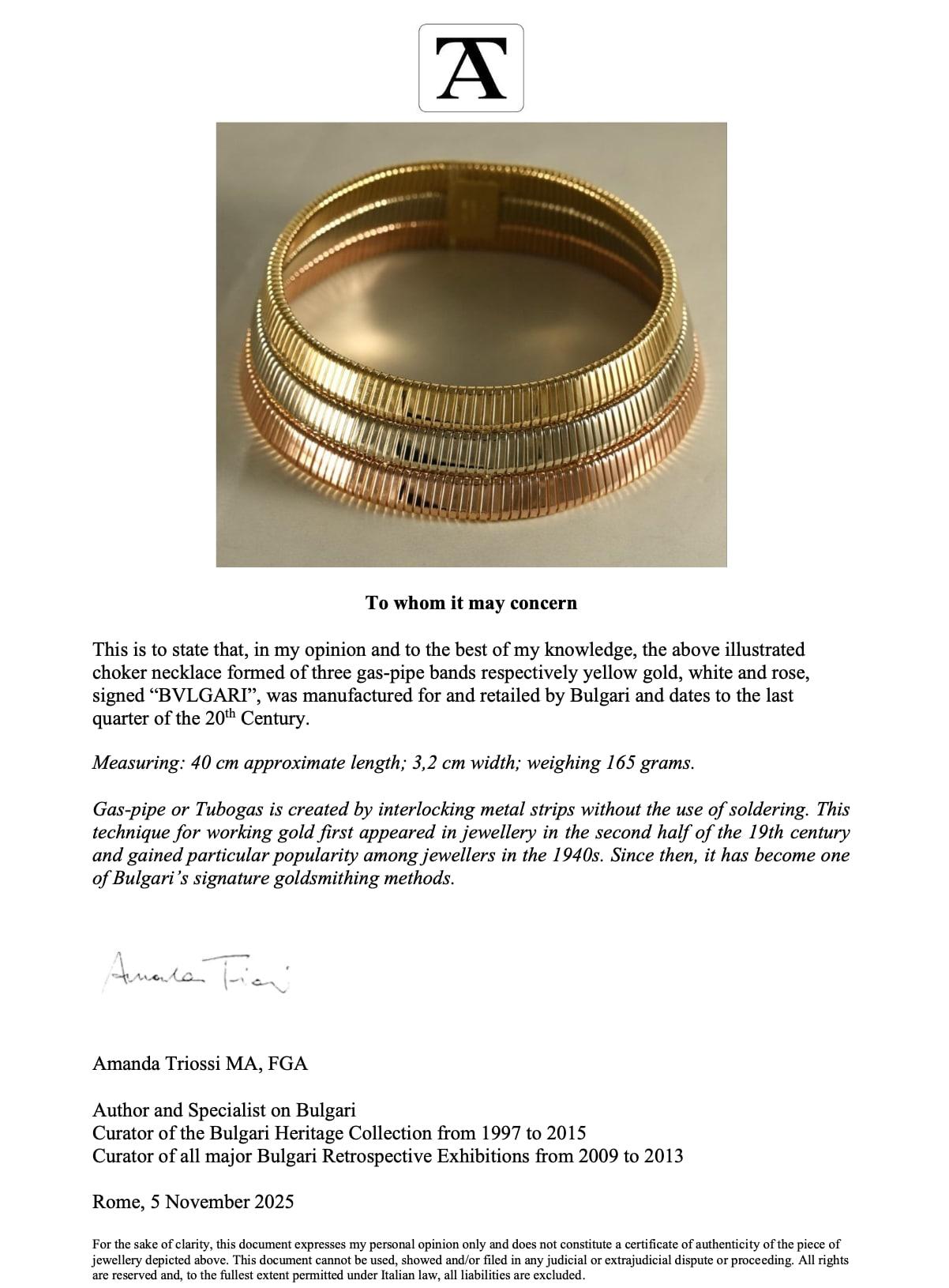 Collar Tubogas Oro 18k Tricolor - Años 80 en venta 7