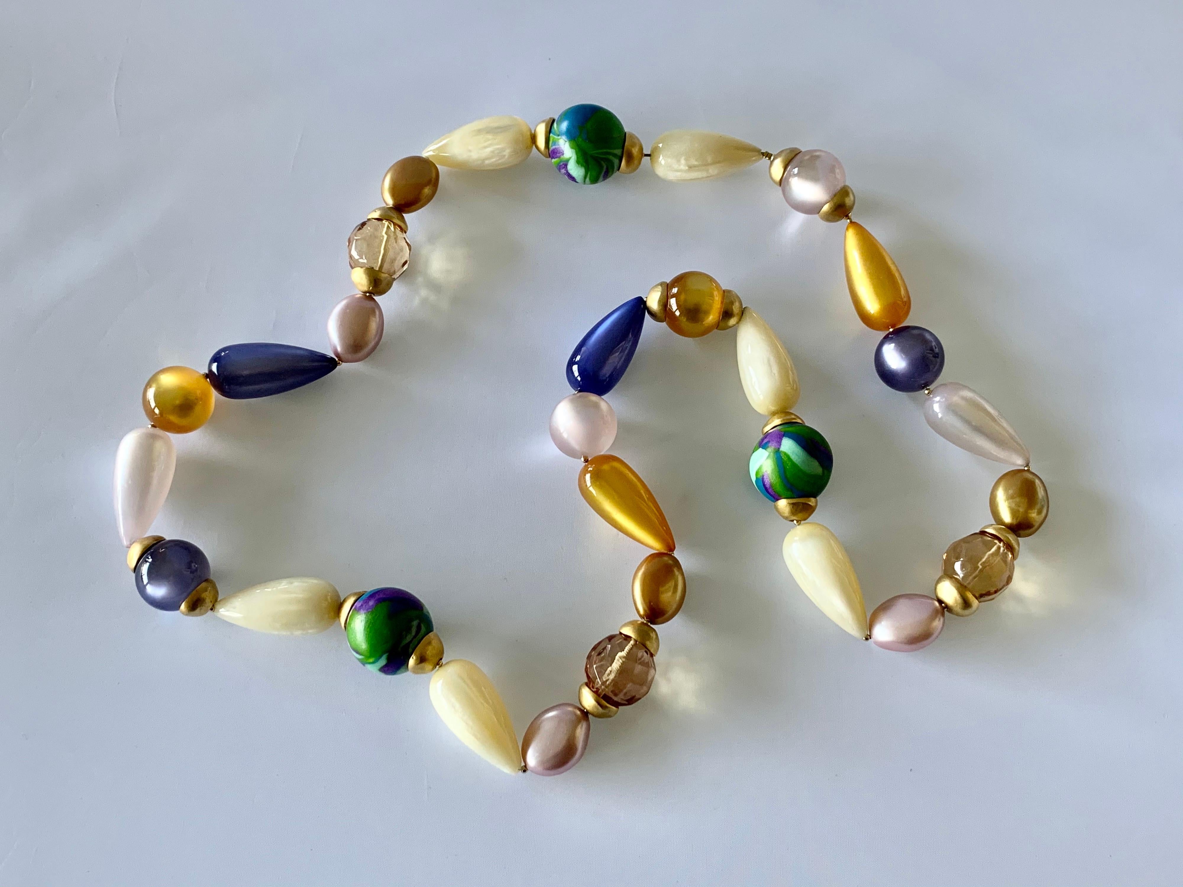 Iconic Vintage  Chanel Architectural Colorful Bead Statement Necklace  In Excellent Condition In Palm Springs, CA