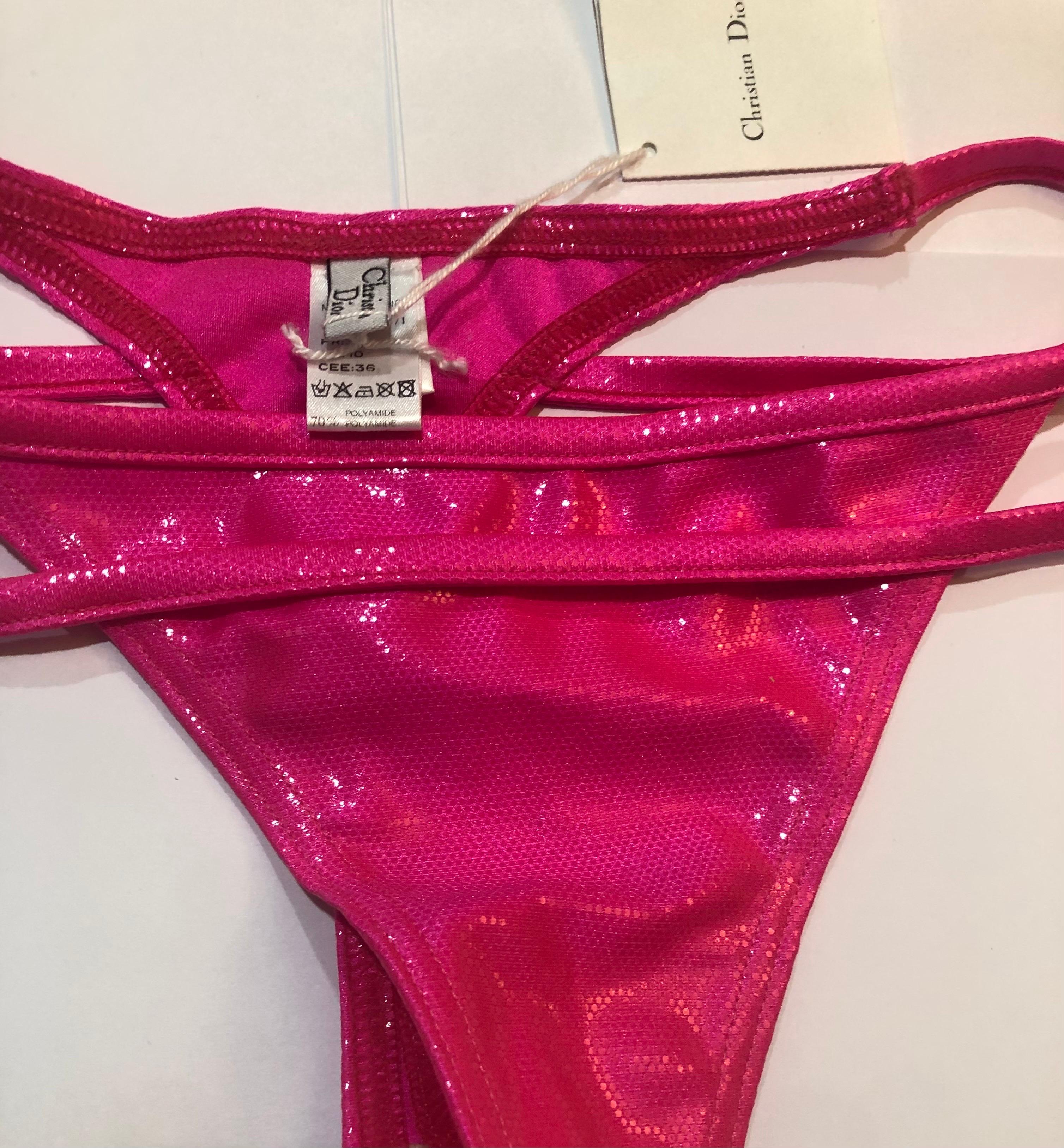 Women's Iconic Vintage Christian Dior Pink Bikini Swimsuit by John Galliano 2003 Runway