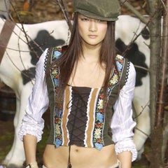 Iconic vintage Dolce and Gabbana (D&G) runway embroidered cottage corset FW 2002
