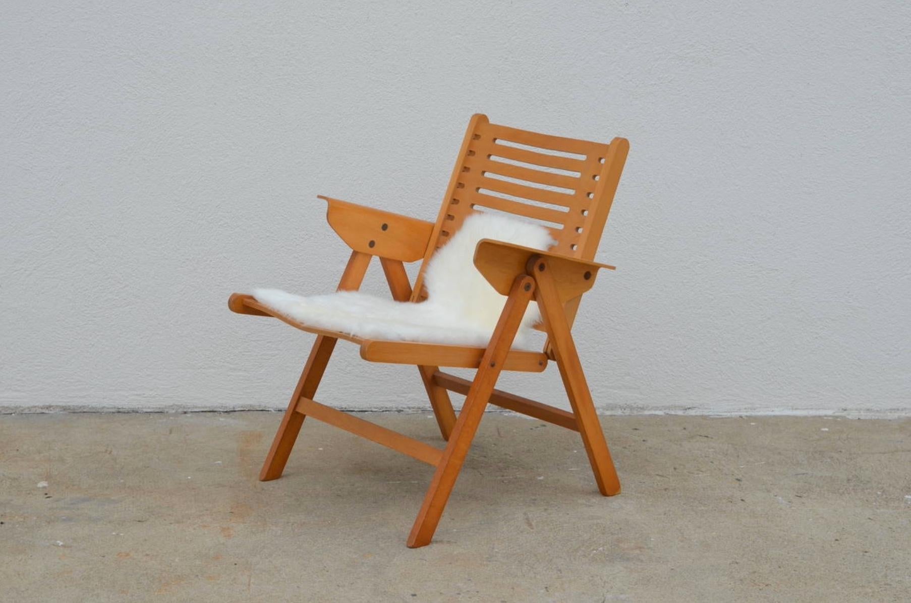 Mid-Century moderno Iconica sedia da salotto Rex pieghevole vintage di Niko Kralj in vendita