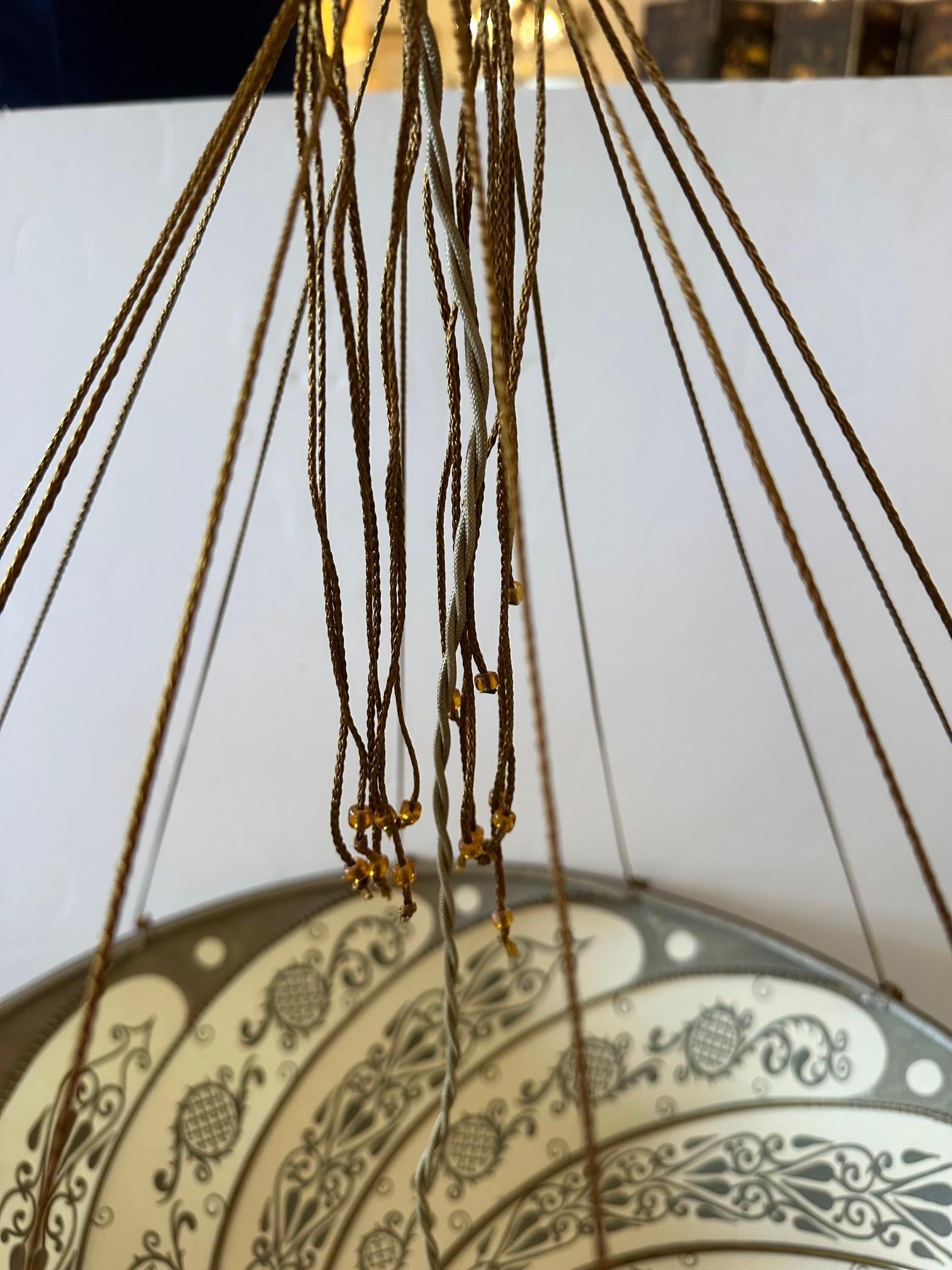 Iconico lampadario vintage in seta veneziana di Fortuny in vendita 2