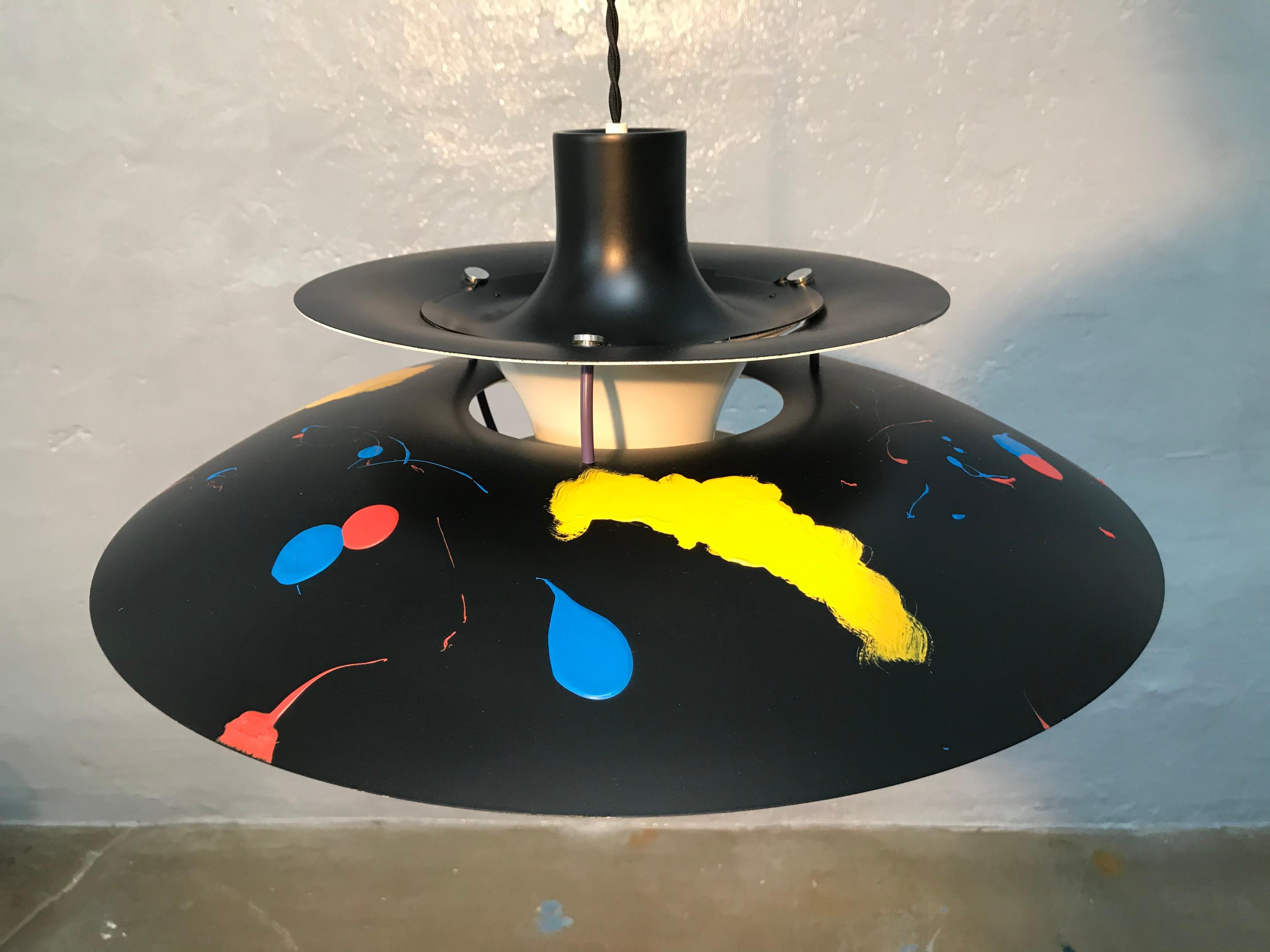 Danish Iconic Vintage PH5 Chandelier for L. Poulsen of DK in Satin Black with Art Work