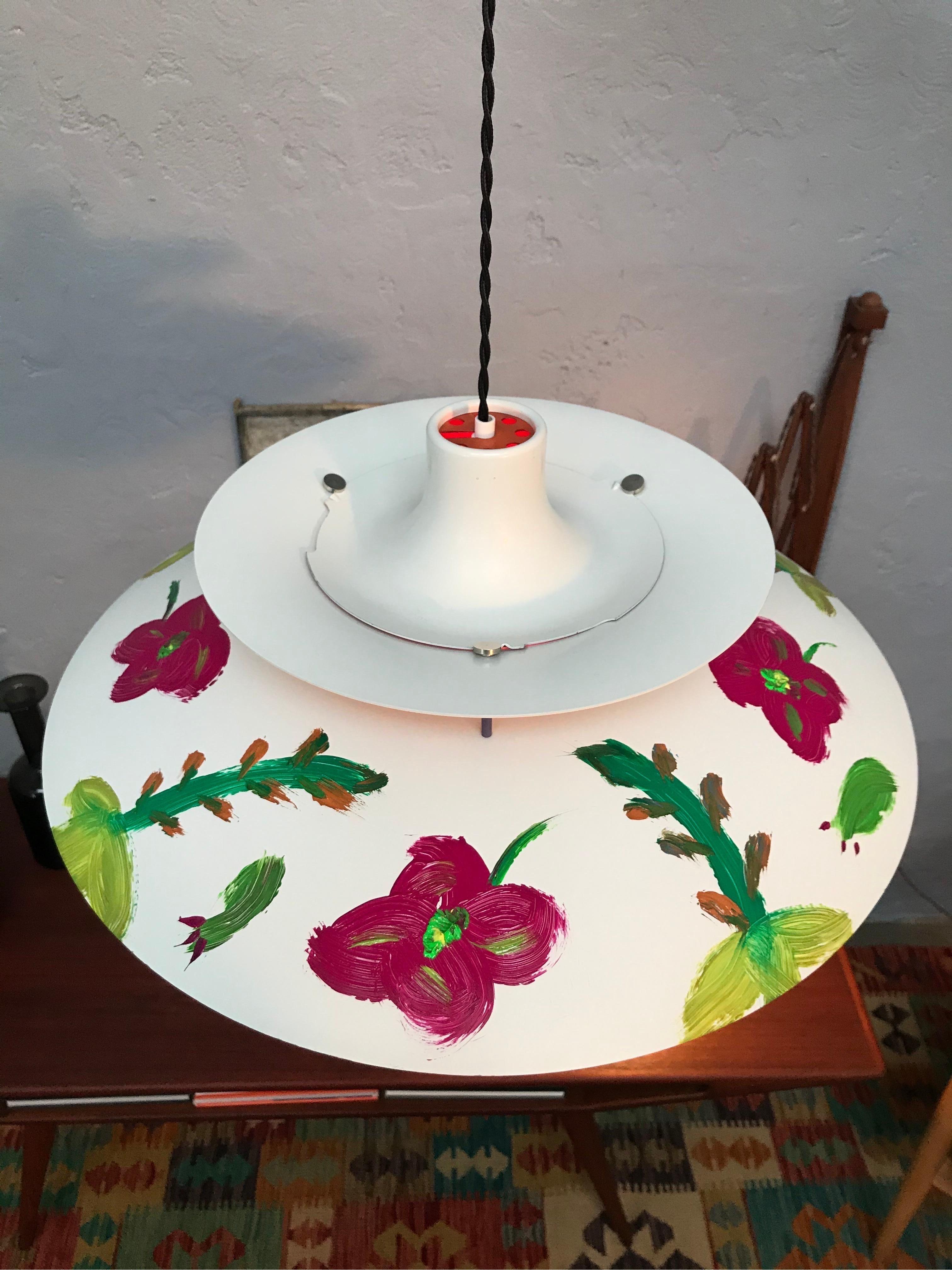 Mid-20th Century Iconic Vintage PH5 Chandelier for L. Poulsen of DK in White with Art Work