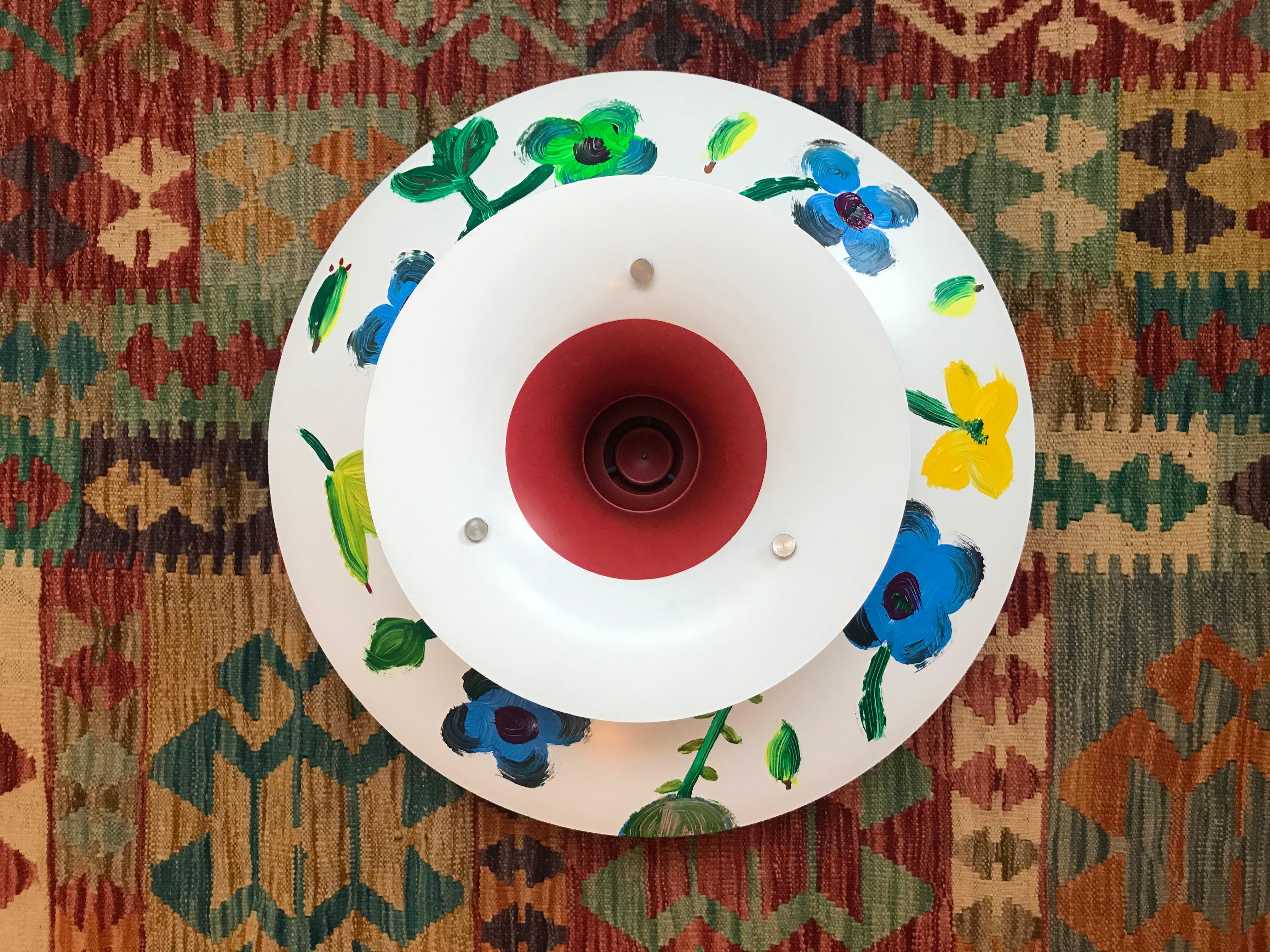 Iconic Vintage PH5 Chandelier for L. Poulsen of DK in White with Art Work 2