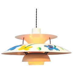 Iconic Vintage PH5 Chandelier for L. Poulsen of DK in White with Art Work