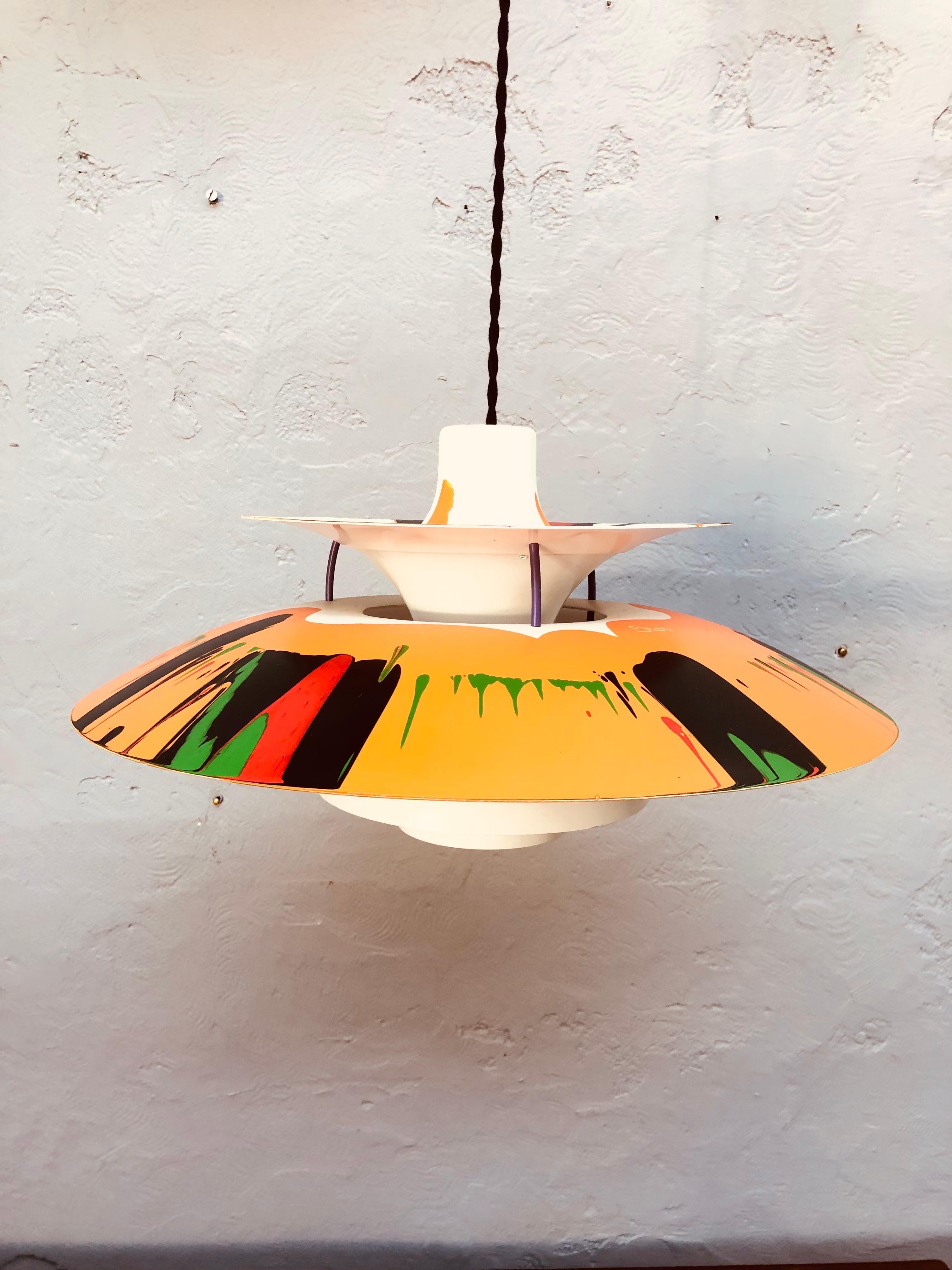 Hand-Crafted Iconic Vintage Ph5 Chandelier for Louis Poulsen of Dk with Abstract Art Work For Sale