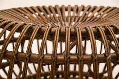 Iconic Vintage Rattan Ottoman, Italy, 1950-1960