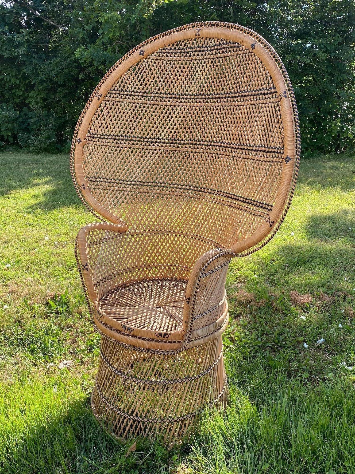 Iconic Vintage Wicker and Woven Rattan Peacock Chair 2
