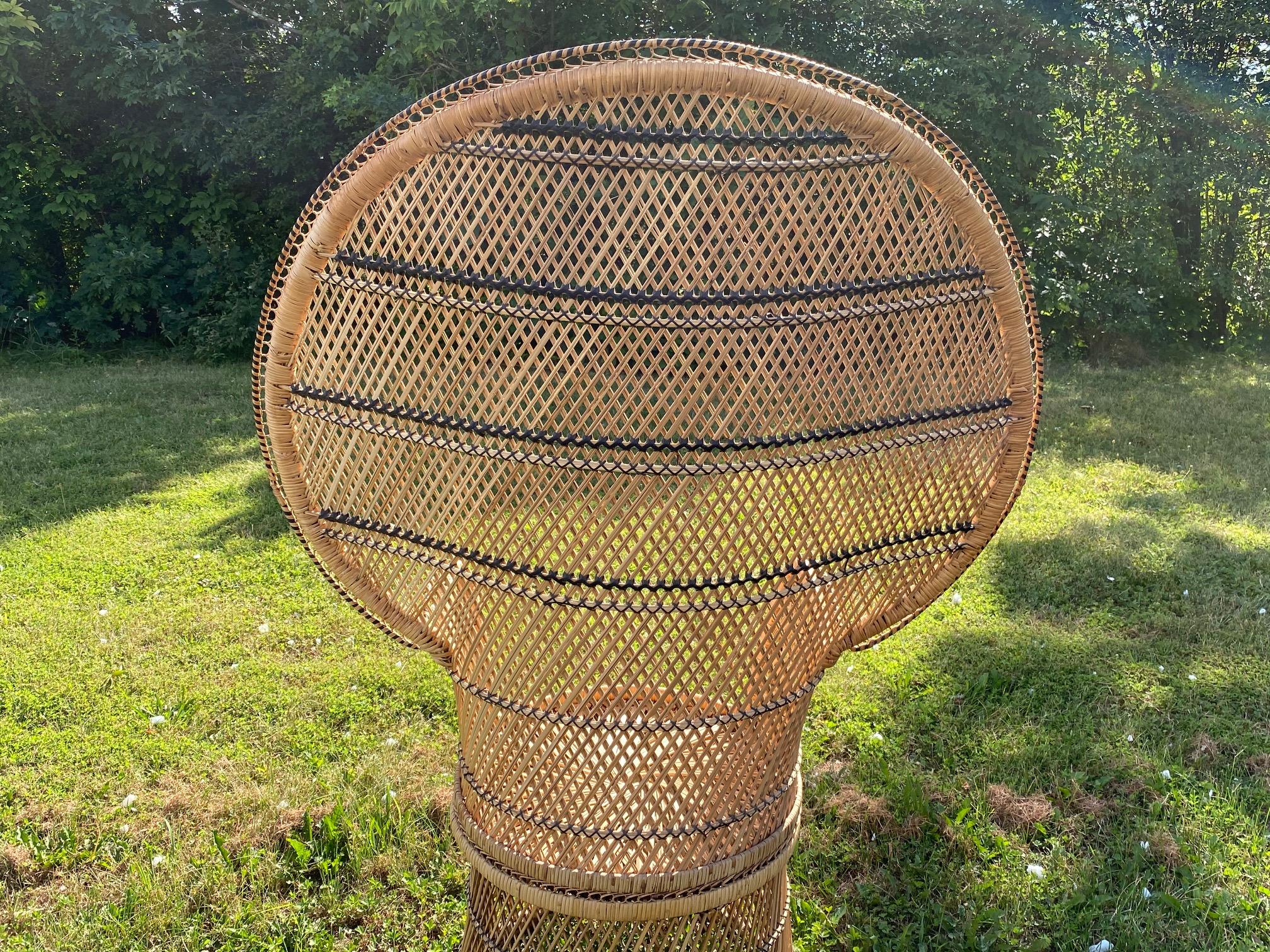 Late 20th Century Iconic Vintage Wicker and Woven Rattan Peacock Chair