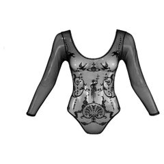 Ikonisches Vivienne Westwood Dokumentiertes 1992 Schwarzes durchsichtiges Mesh-Bodysuit-Oberteil aus Mesh