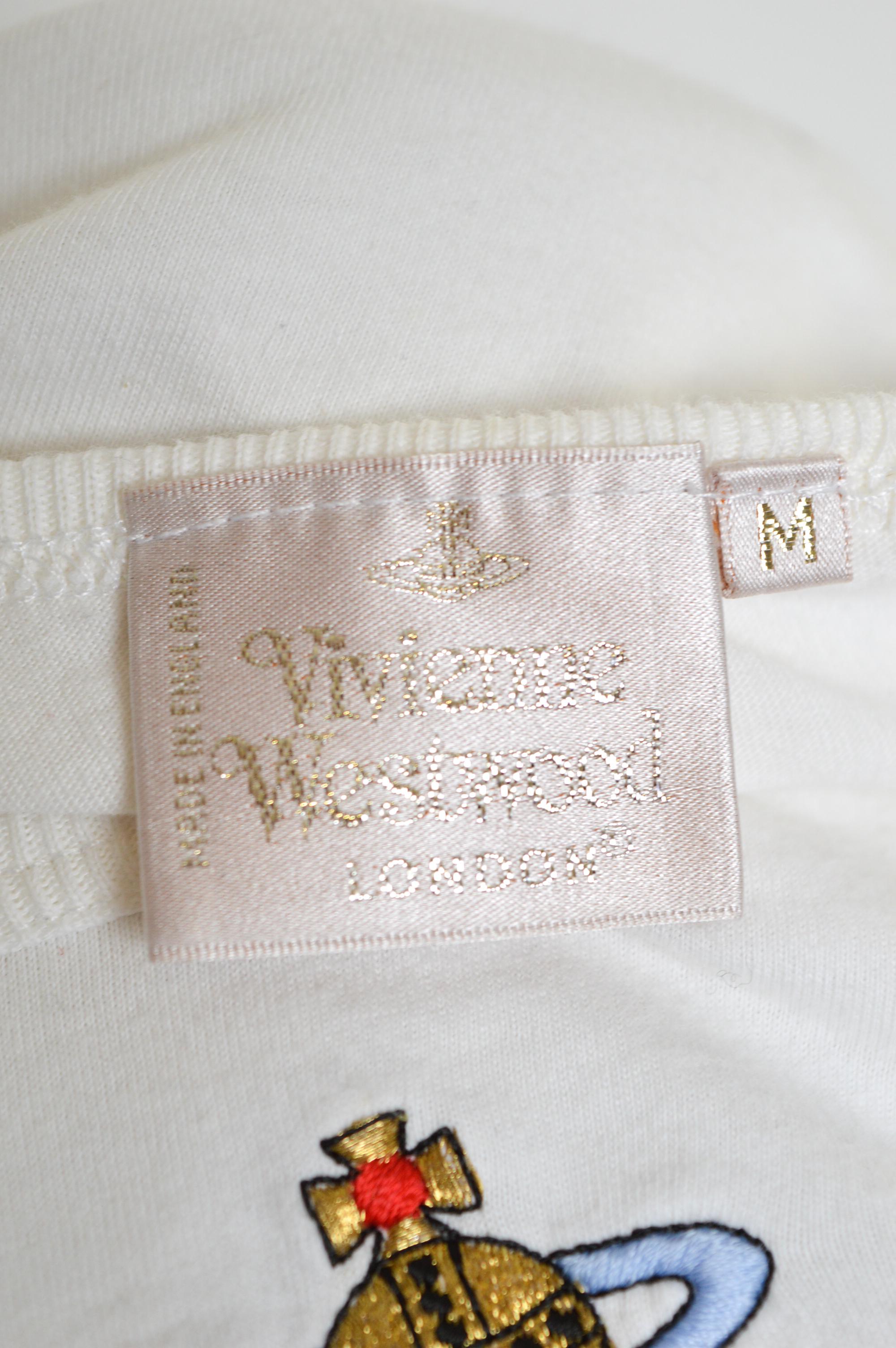 Iconic Vivienne Westwood Vintage 3/4 Sleeve Orb detail Baby Tee - T Shirt In Fair Condition For Sale In Sheffield, GB
