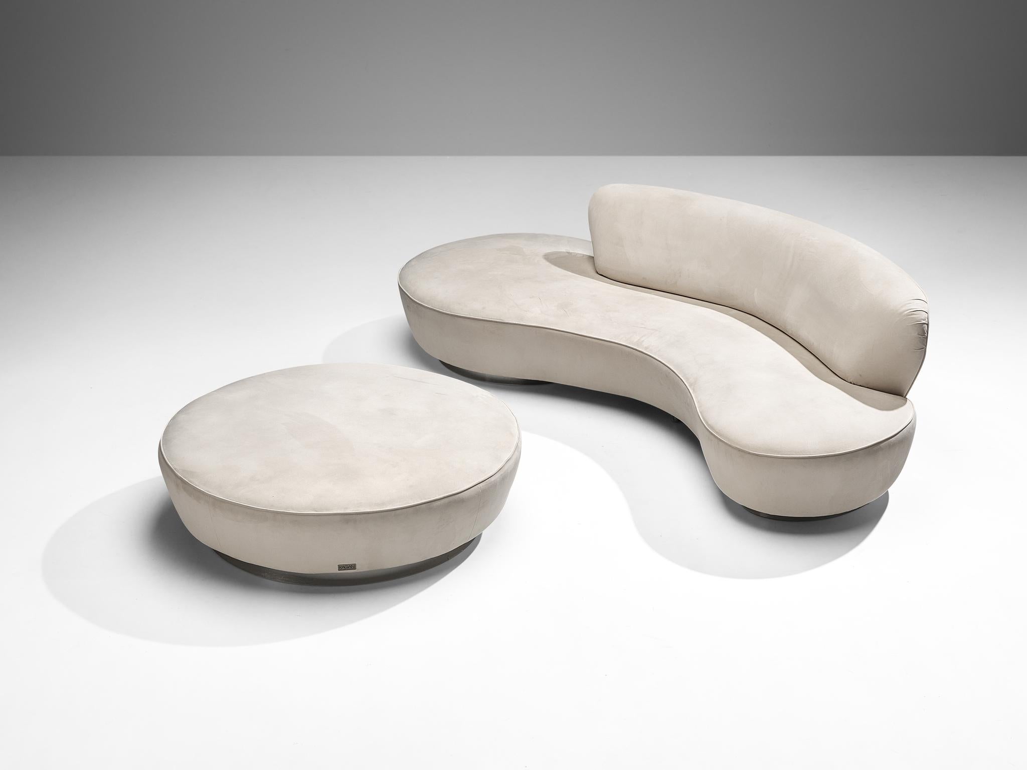 Iconic Vladimir Kagan ‘Serpentine’ Sofa and Ottoman in Off-White Upholstery 5