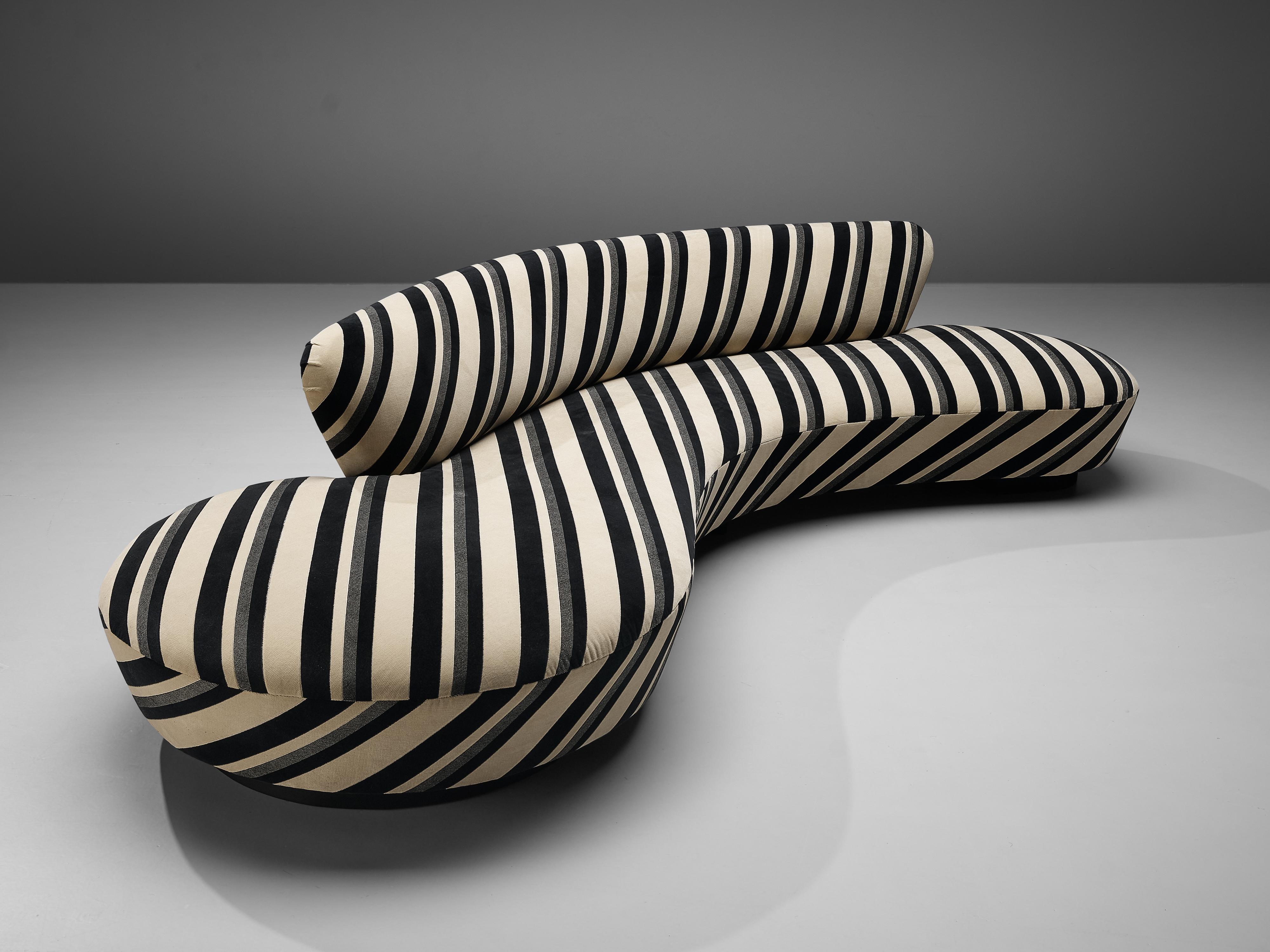 American Iconic Vladimir Kagan 'Serpentine' Sofa in Striped Upholstery