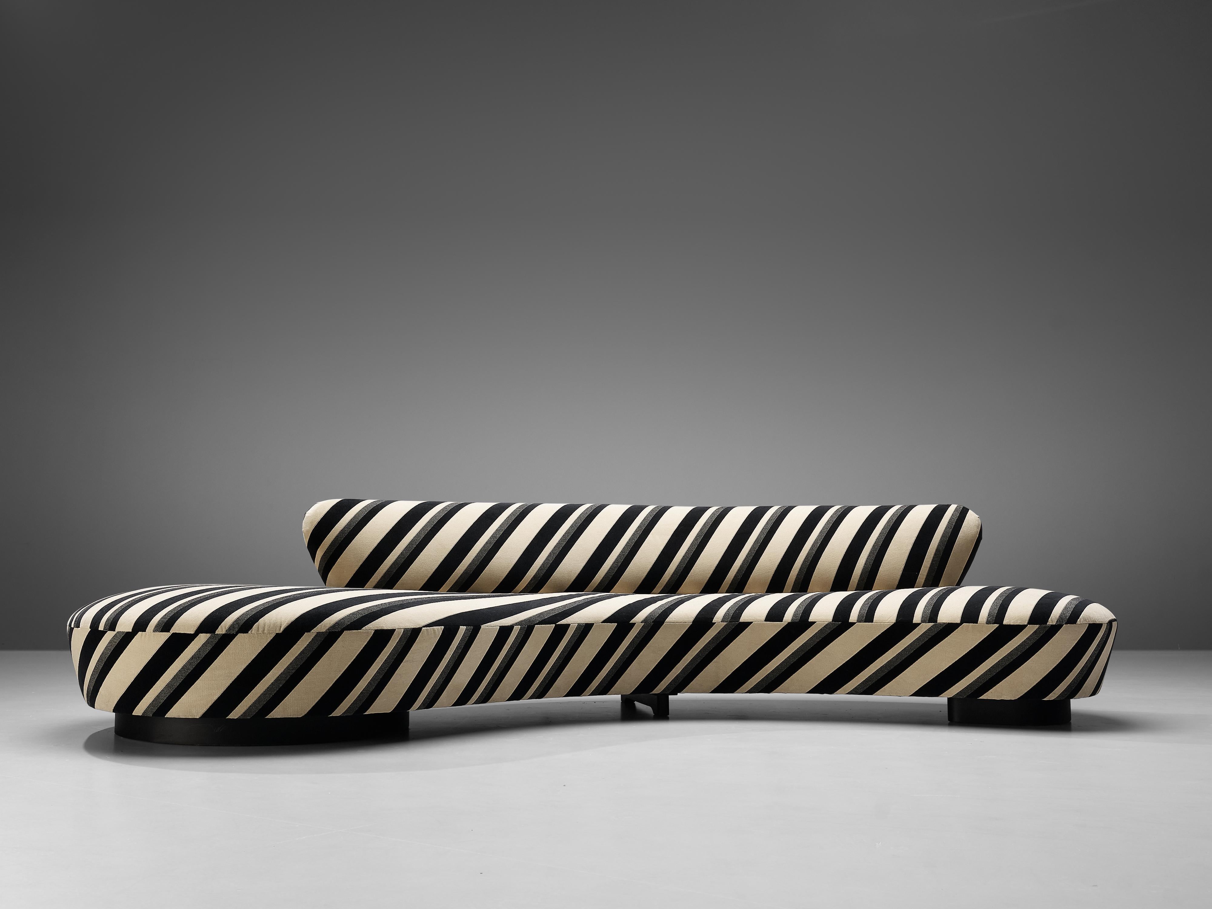 Fabric Iconic Vladimir Kagan 'Serpentine' Sofa in Striped Upholstery