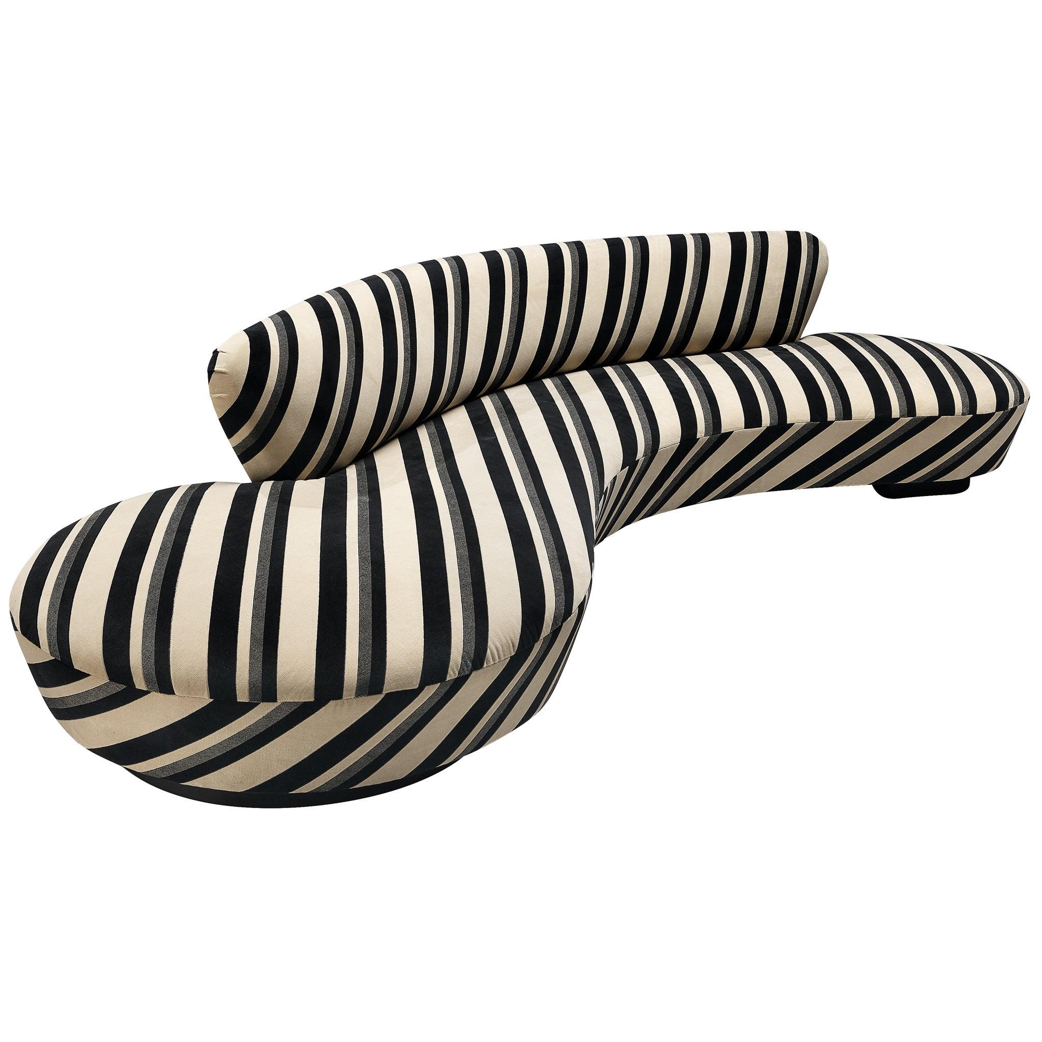 Iconic Vladimir Kagan 'Serpentine' Sofa in Striped Upholstery