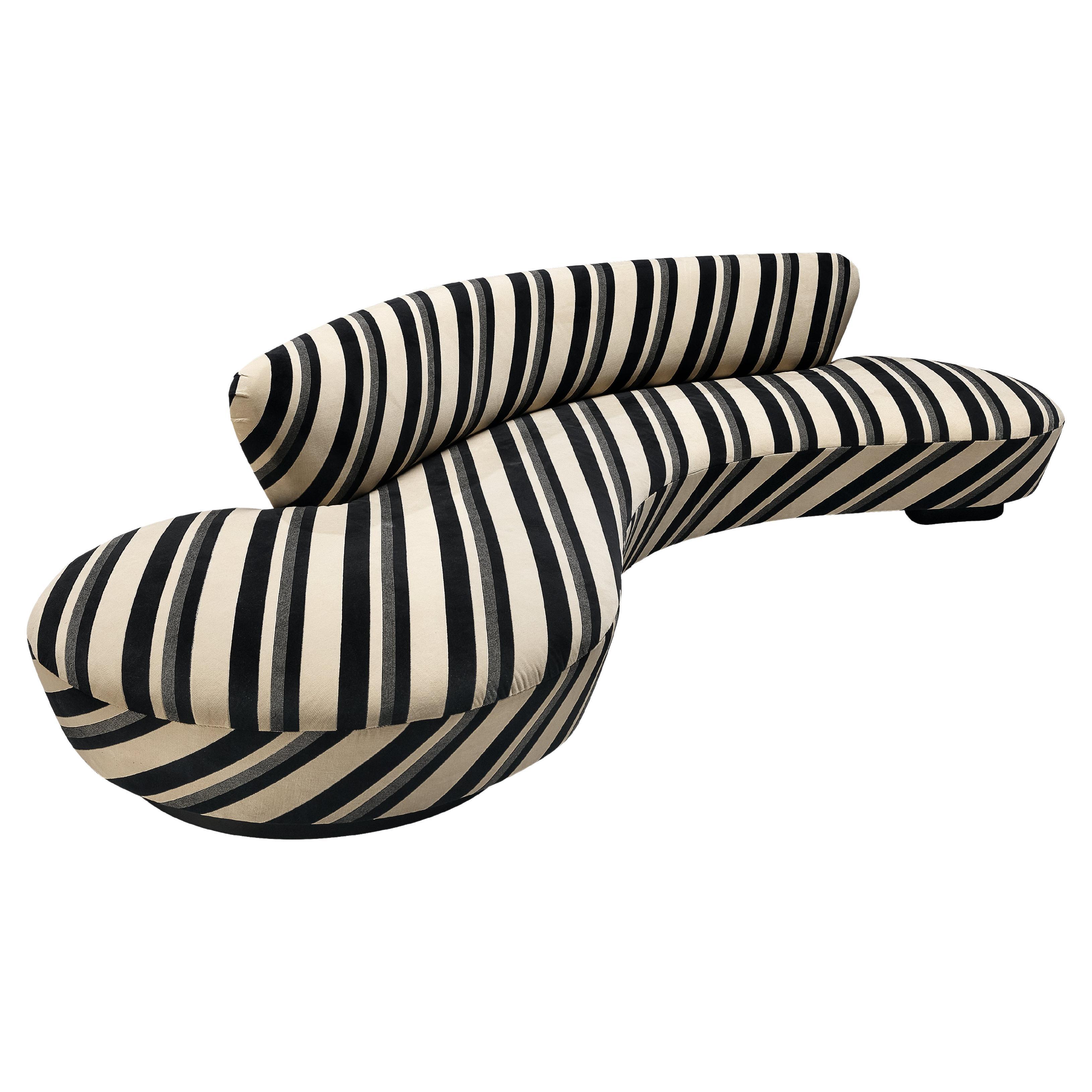 Iconic Vladimir Kagan 'Serpentine' Sofa in Striped Upholstery