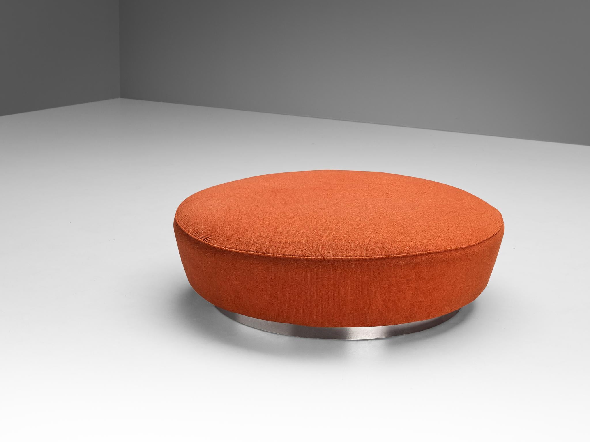 Iconic Vladimir Kagan ‘Serpentine’ Sofa with Ottoman in Red Orange Fabric 4