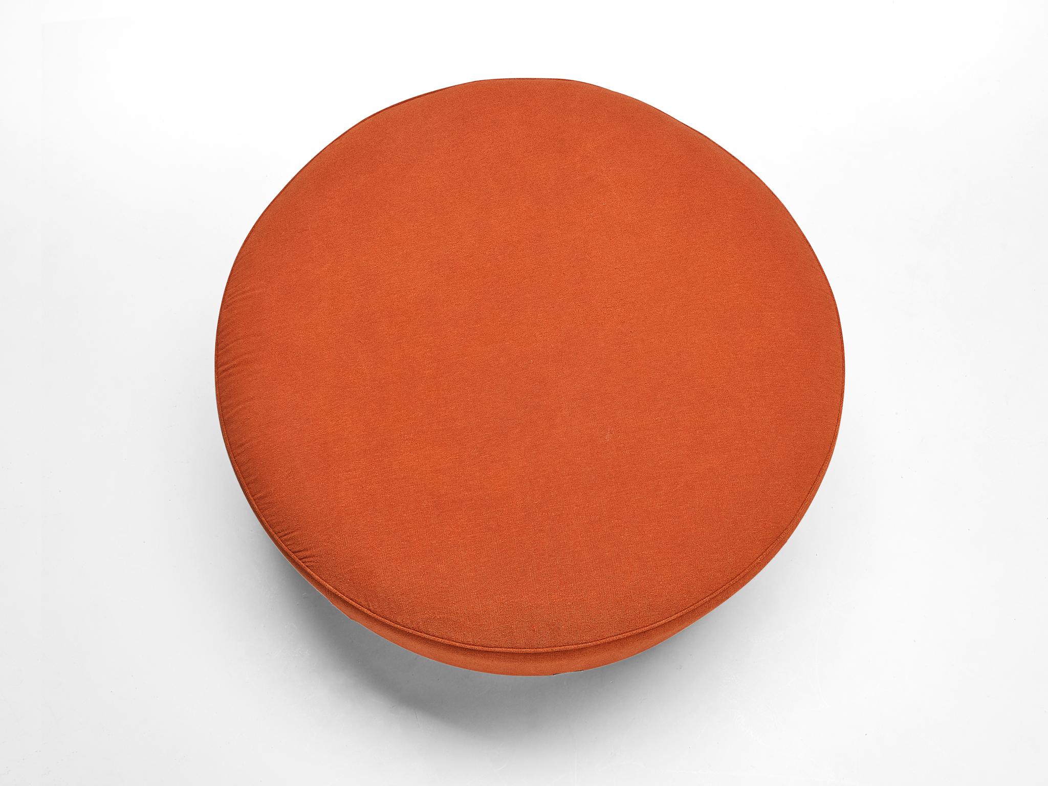 Iconic Vladimir Kagan ‘Serpentine’ Sofa with Ottoman in Red Orange Fabric 6