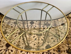 Iconic Walter Lamb for Brown Jordan Round Glass and Brass Bistro Table