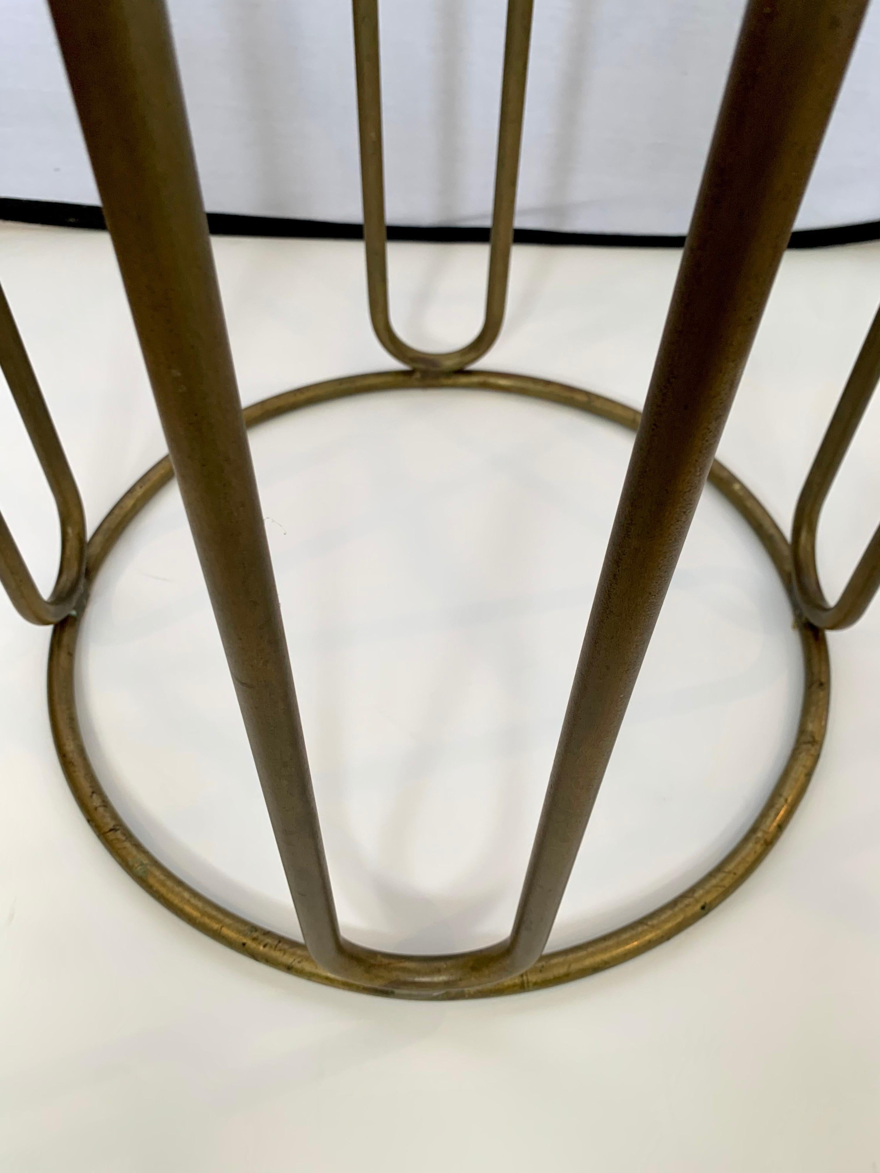 Bronze Iconic Walter Lamb for Brown Jordan Round Glass and Brass Bistro Table