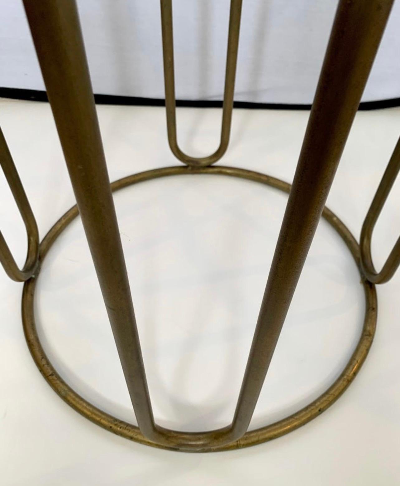 Bronze Iconic Walter Lamb for Brown Jordan Round Glass and Brass Bistro Table