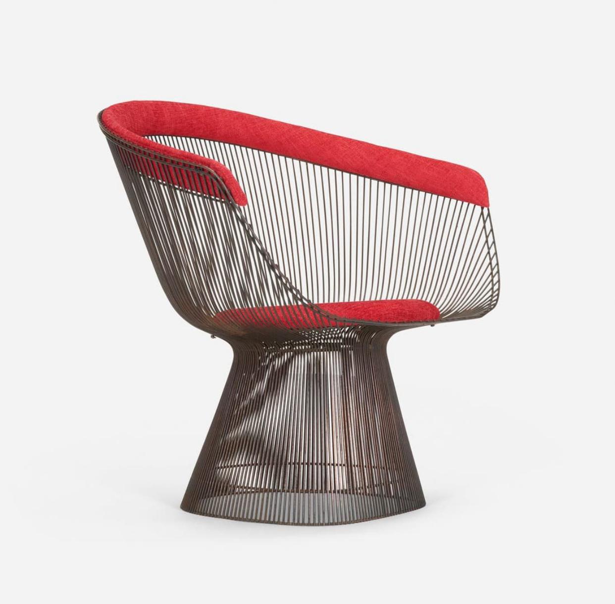 Mid-Century Modern Iconic Warren Platner For Knoll Bronzed Steel Lounge Chair. For Sale