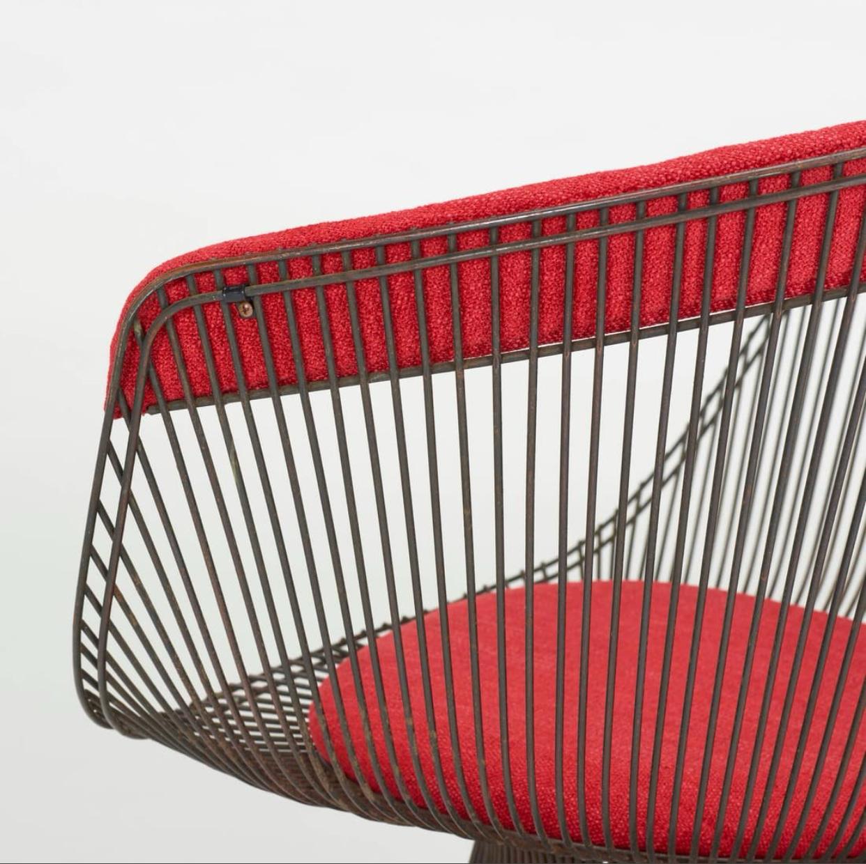 Iconic Warren Platner For Knoll Bronzed Steel Lounge Chair. In Good Condition For Sale In Chicago, IL