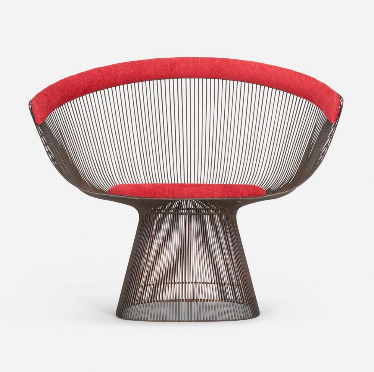 Mid-20th Century Iconic Warren Platner For Knoll Bronzed Steel Lounge Chair. For Sale
