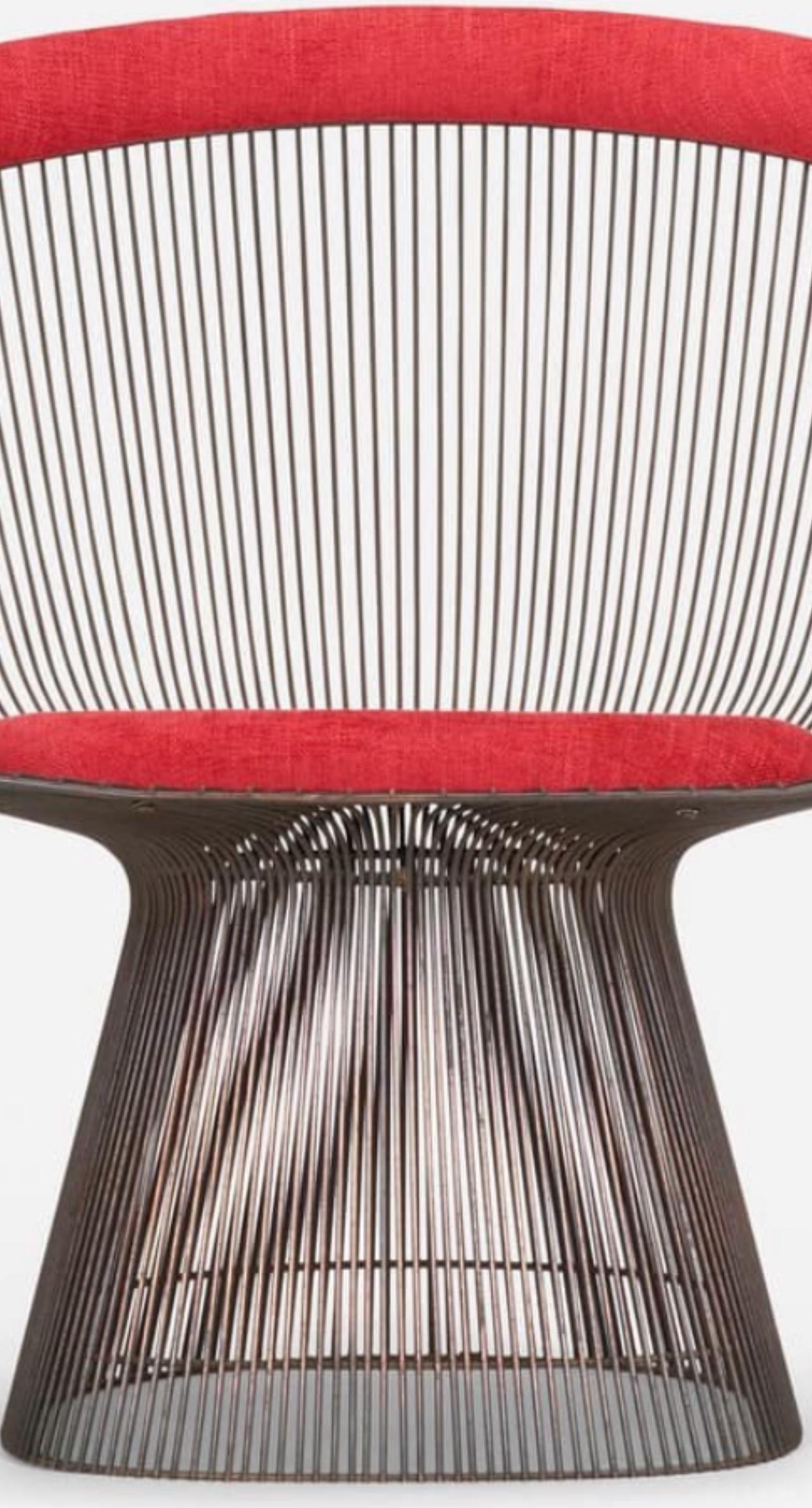 Iconic Warren Platner For Knoll Bronzed Steel Lounge Chair. For Sale 2