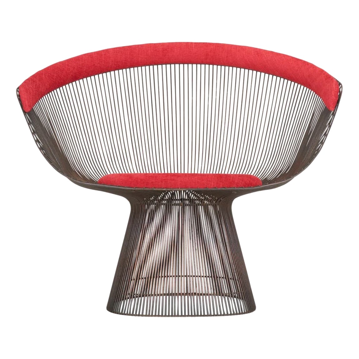 Iconica sedia da salotto in acciaio bronzato Warren Platner For Knoll.