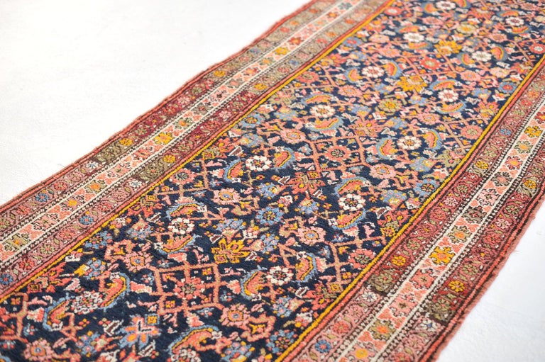 Iconic Water Garden Colorful Antique Runner, c.1940's For Sale at 1stDibs