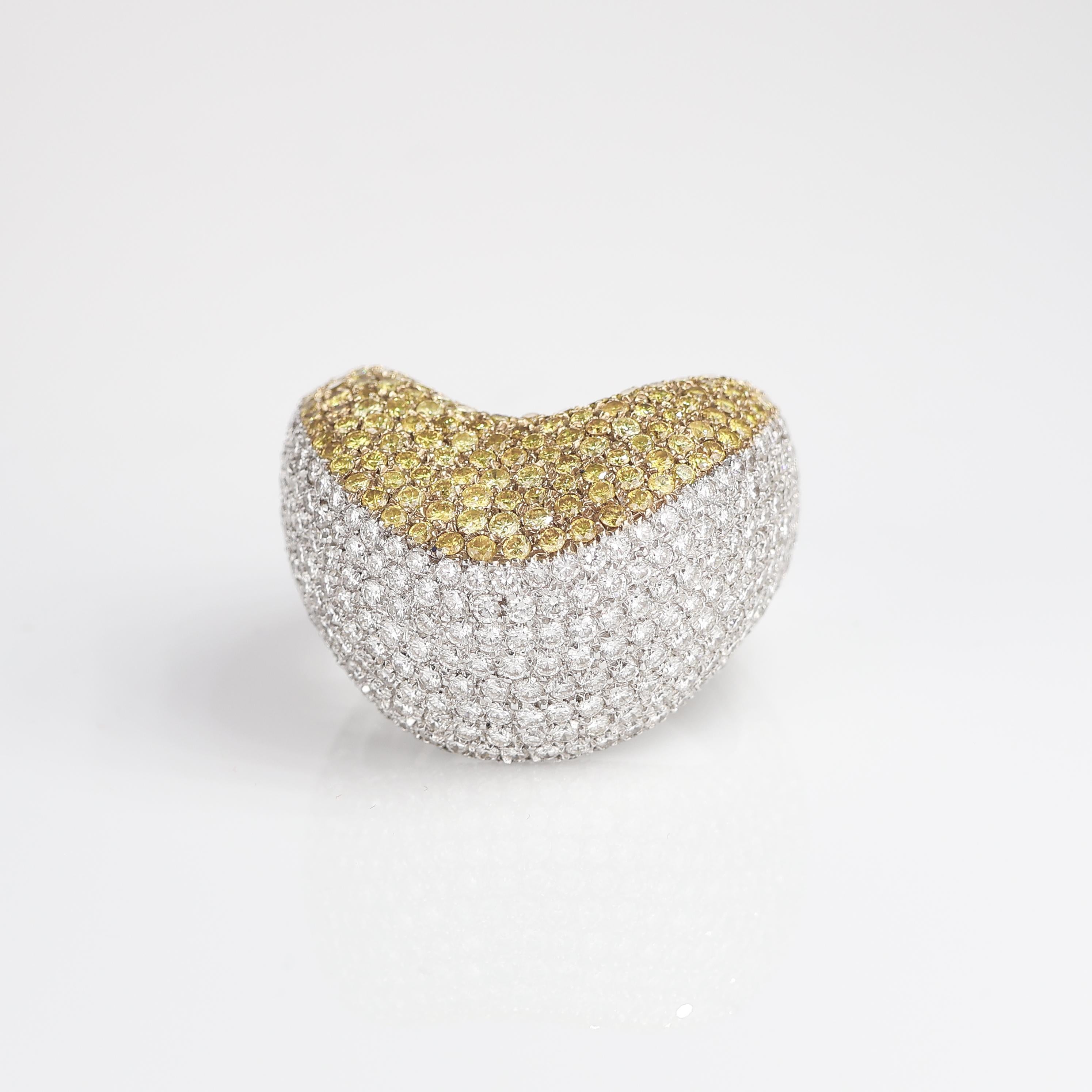 IMPORTANT NOTE:
✔ No additional costs will be added to this order.
✔ Shipping and customs duties are fully covered by us.
--------------------
This exquisite white gold band ring showcases a harmonious blend of natural white and yellow diamonds,