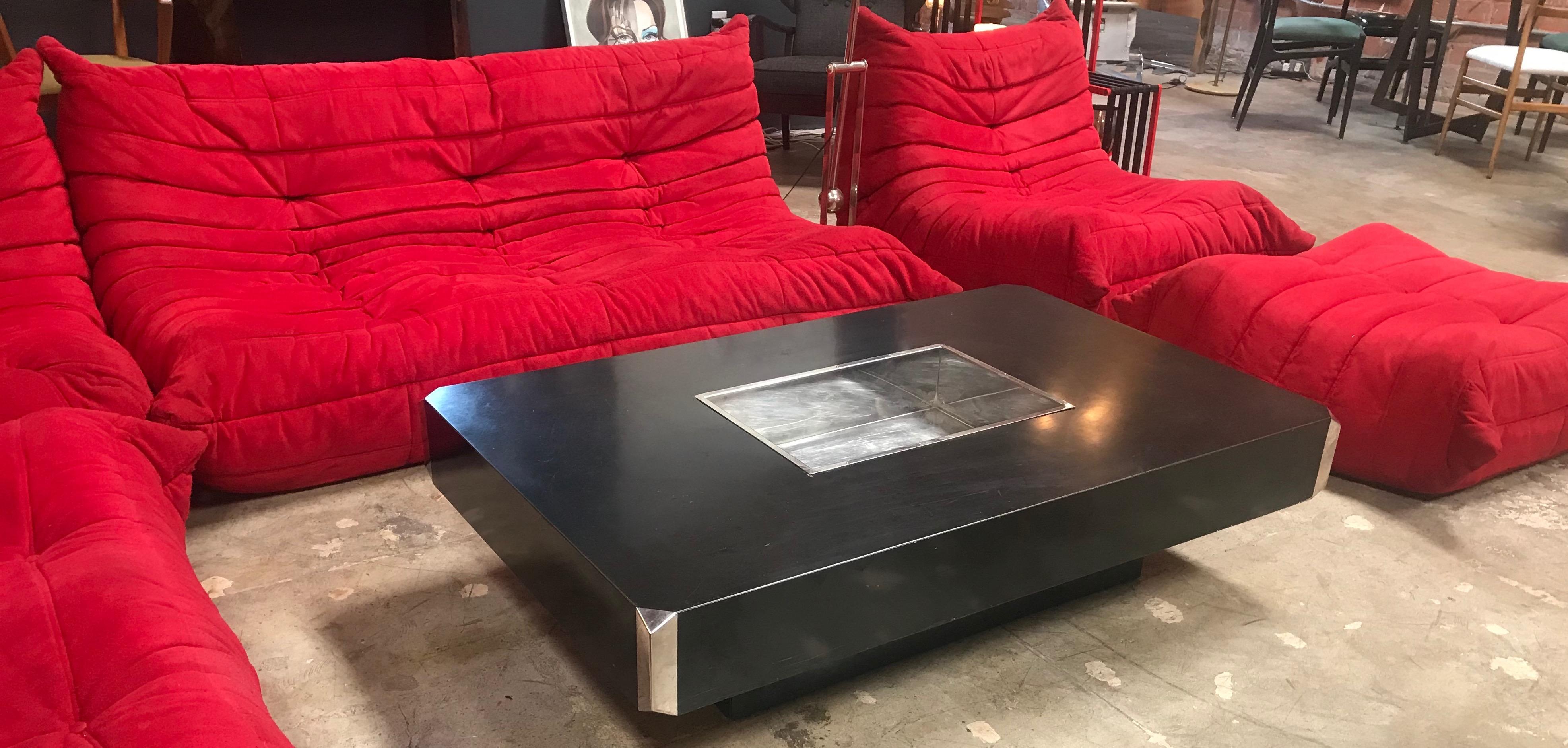 Iconic Willy Rizzo Black Coffee Table for Mario Sabot, Italy 1970s 3