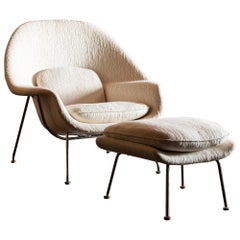 Womb Chair und Ottoman von Eero Saarinen für Knoll:: Vereinigte Staaten:: 1960er Jahre